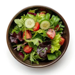 Crunchy Garden Salad – Cucumber, Cherry Tomatoes, Red Onion, Light Lemon Dressing